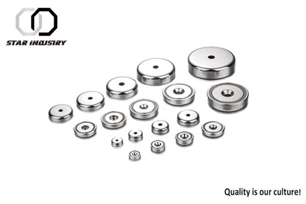 Strong Pull Force Neodymium Pot Magnets , Industrial Heavy Duty Magnetic Hooks