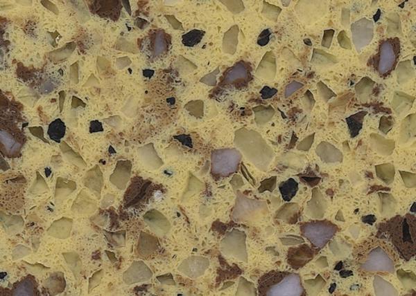SS606 Yellow Diamond Solid Quartz Countertops Strong Temperature Resistant