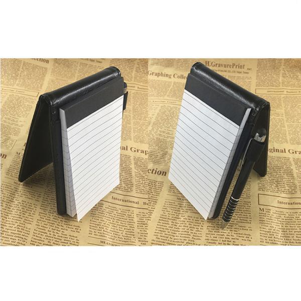 O bloco de notas de capa de couro A7 PU com caneta de gel de 2 cores é indispensável para os repórteres