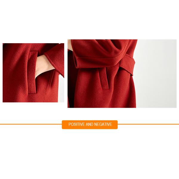 Red Color Women'S Long Wool Winter Coats ，Long Woolen Jacket For Ladies