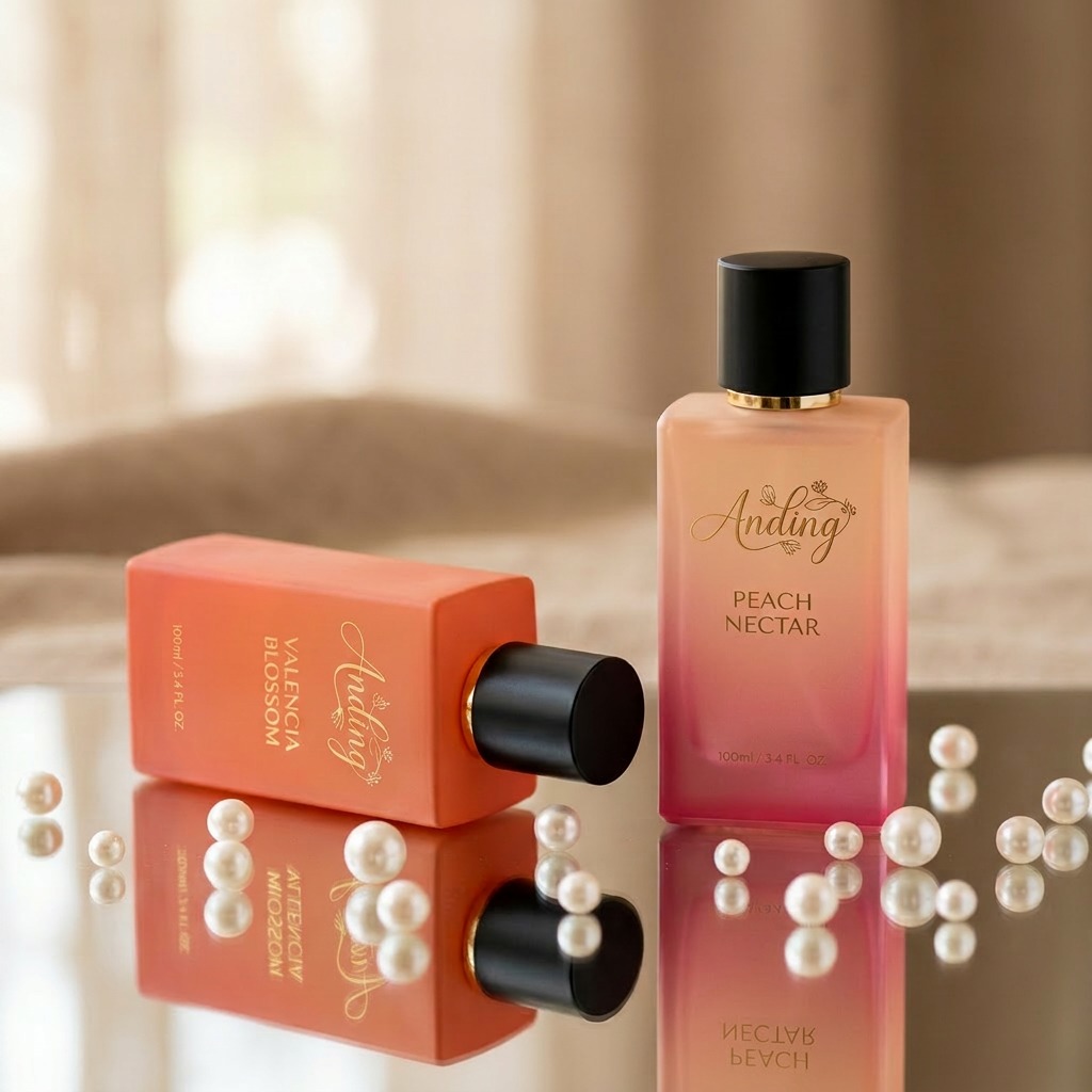 Empty Perfume Bottles Rectangle Glass 100ml Cylinder Magnetic Cap Crimp Neck
