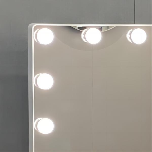 Decoración de la casa pequeño bolsillo inteligente Hollywood maquillaje Vanidad luz LED espejo cosmético portátil