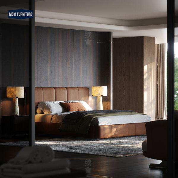 OEM Accepted Modern King Size Bed Frame Upholstered Wooden Queen Double Bed Frame for Hotel Bedroom
