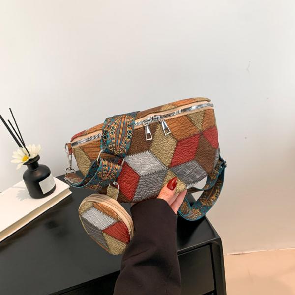 AUTUMN AND WINTER RETRO CROSSBODY BAG BAG FEMALE BAG FASHION CHEST CROSSBODY BAG NEW NICHE DESIGN MOBILE PHONE RETRO FAN