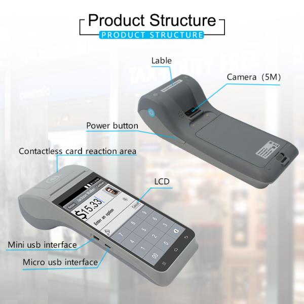 Android 5.1/7/9 Smart Pos Payment Terminal With 2D Barcode Scanner