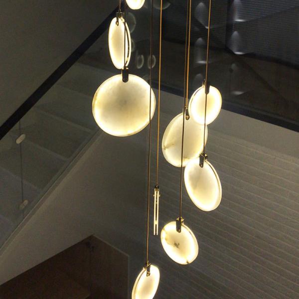 Modern Long Pendant Lights Luxury Staircase Marble Pendant Light(WH-NC-62）