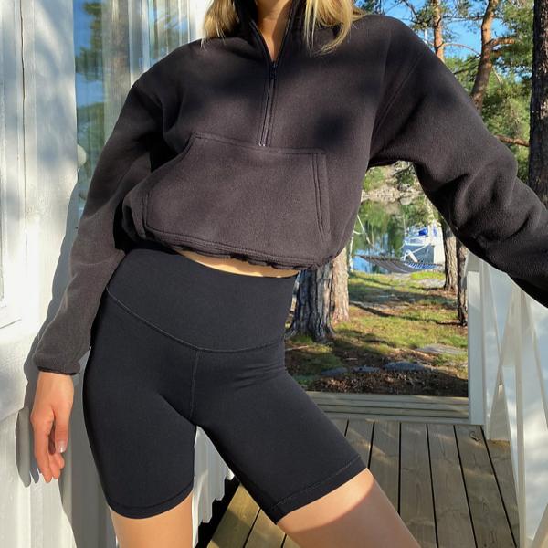 Da ioga alta da cintura das mulheres short de corrida curto do Spandex do exercício 210gsm