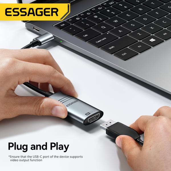 ESSAGER ES-OTG23 Cable Adaptador Convertidor USB Tipo C a HDMI 8K@60Hz 4K@30Hz