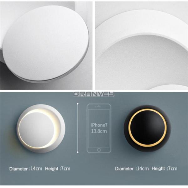 Nordic Moon Eclipse Rotation Wall Hanging Lamps 3D Bedroom Living Room Led Sconce
