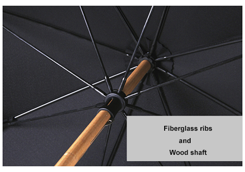 Bamboo Handle Straight Walking Umbrellas Wind Resistant With 500T Pongee Fabric