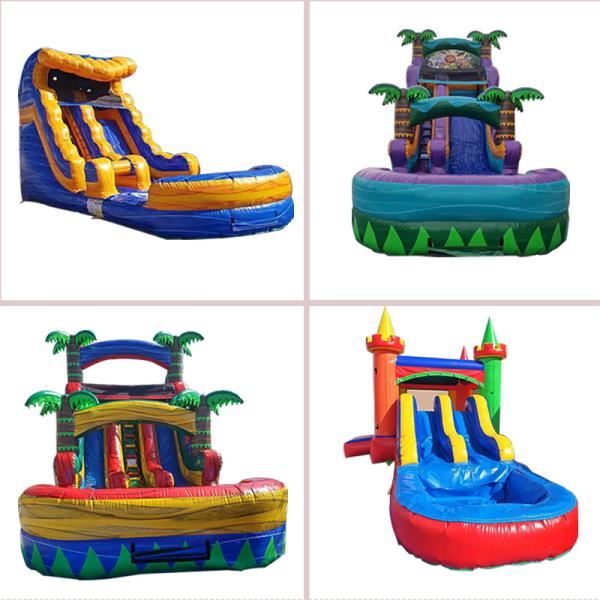 Portable Fun Guaranteed with Small Tropical Inflatable Waterslide Combo Bounce House