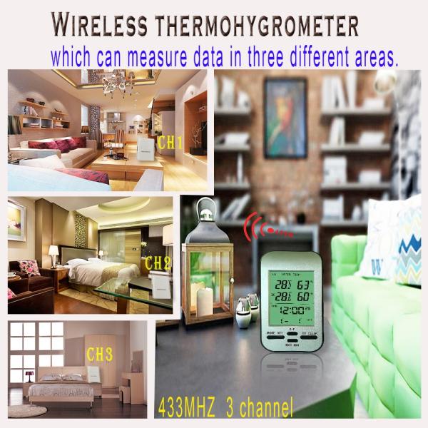 Indoor Outdoor Thermometer Hygrometer Digital Weather Station With Wireless Wall Clock