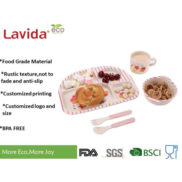 Tasteless Food Safe Bamboo Baby Dinner Set Big Size With Delicate Appearance