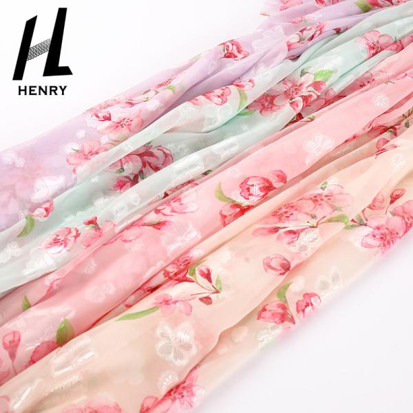 Custom Pattern Soft Tulle Fabric Chiffon Floral Print For DIY Decoration