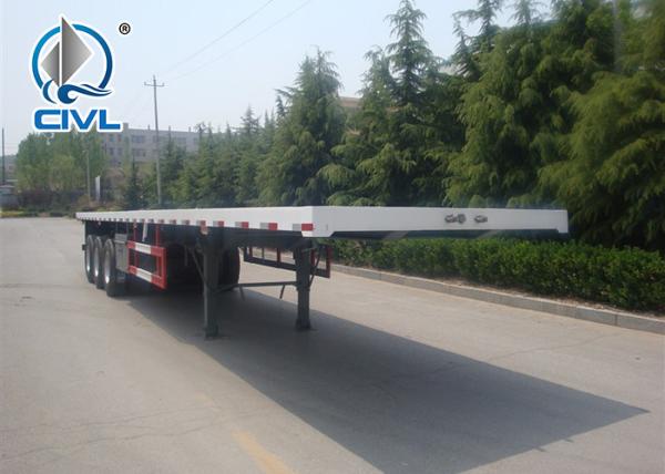 Q345 Material Flat Bed Semi Trailer Truck For 20 Or 40 Feet Container Carrying
