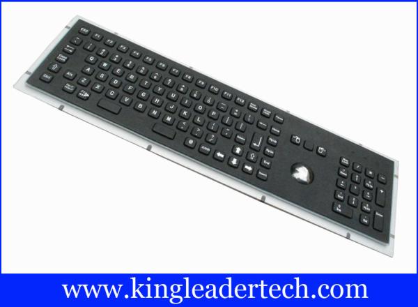 Teclado preto de aço inoxidável da montagem do painel com chaves de função e o Trackball óptico