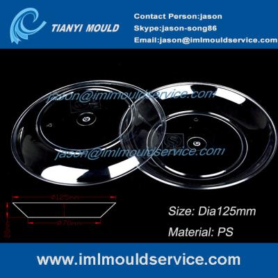 100ml clear PP thin wall round plastic disposable dessert plates/dishes injection mould