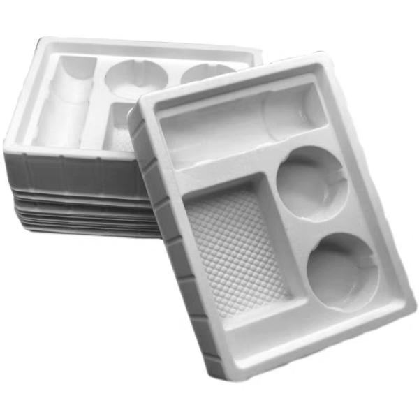 Customized disposable PP pet PVC PS flocking plastic black/white plastic blister tray for food cosmetics