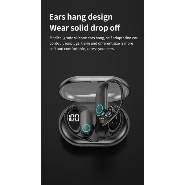 Waterproof Wireless Earbuds Stereo Bluetooth Headphone with Digital Display Travel Battery Indicator Wireless BT Earphone