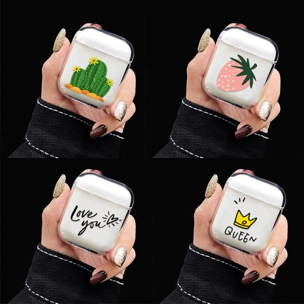 Music tracker Protective Cartoon Clear PC Cover Chargeable Headphone Case for Apple Airpods 1&2 Charging Case 