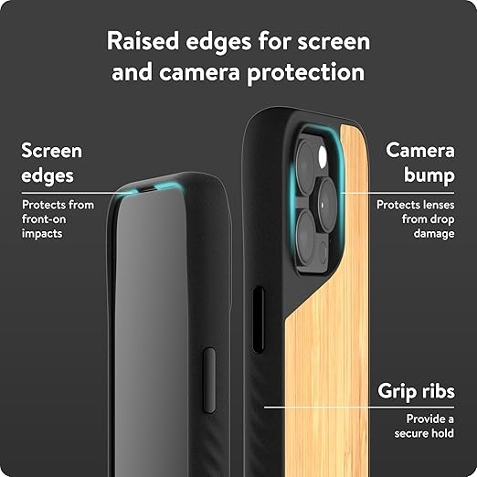Limitless 5.0 Shockproof Magnetic Leather Wood Polycarbonate Phone Cover Protective Case Compatible for iPhone 15 Pro Max Plus