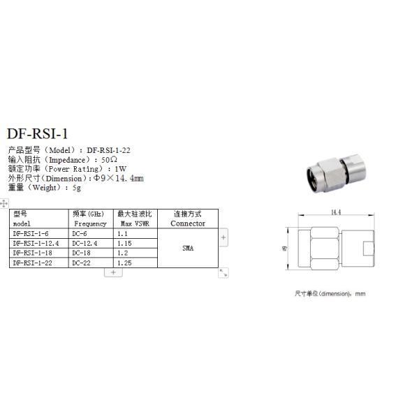 Коаксиальный фиксированный соединитель SMA DC-22 Макс VSWR1.25 9×14.4mm серии 1w 50Ω прекращений