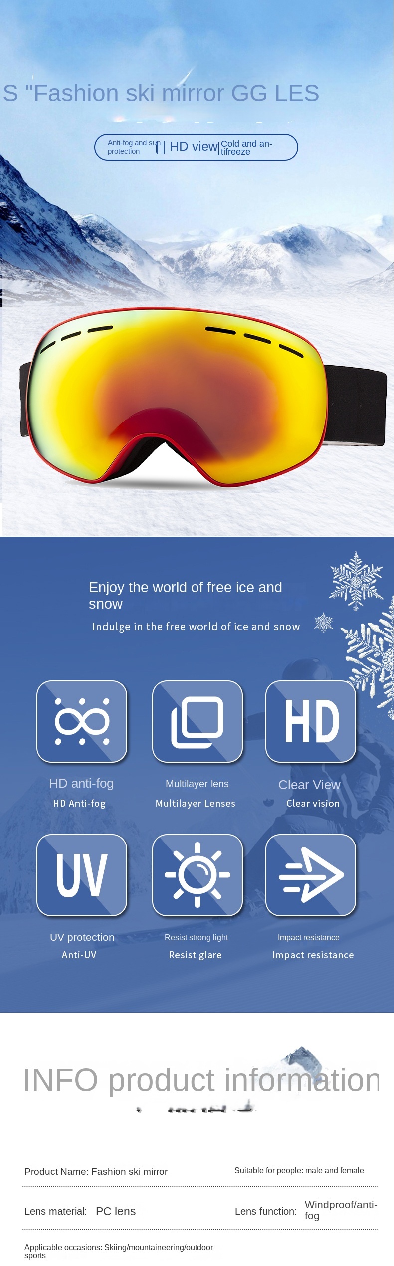 2025 Winter New Style Adult Ski Goggles, Magnetic Attachment Double-Layer Anti-Fog Snow Goggles, ODM Custom Windproof Protective Eyewear