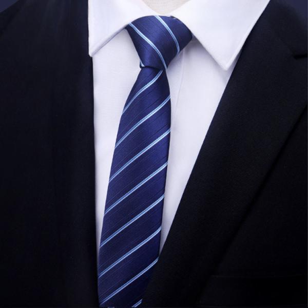 Men's Fashion Accessories Made Blue Woven Tie 100% Silk Necktie for Custom Wholesale Blue Necktie