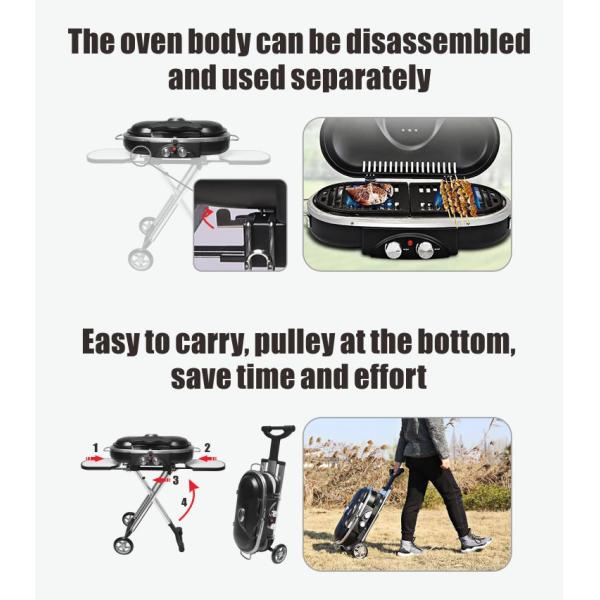 Portable Foldable Gas Electronic Camping Outdoor Barbecue BBQ Gas Grills with Trolley
