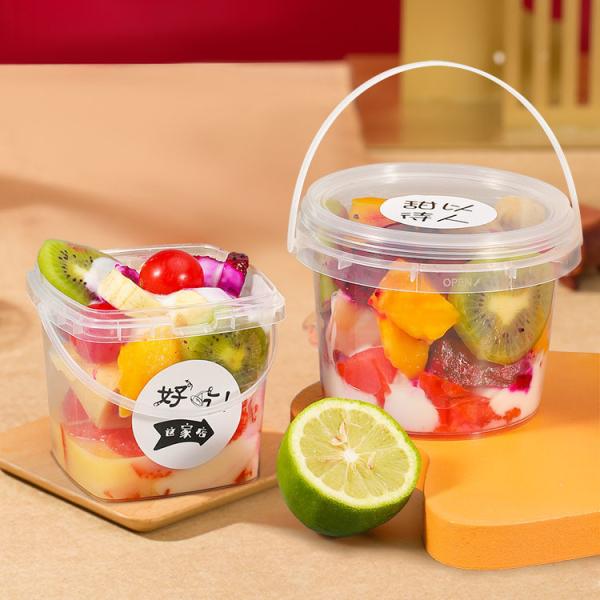 Transparent Plastic Round Custom Printed Ice Cream Candy Cookie Bucket With Lid for Milk