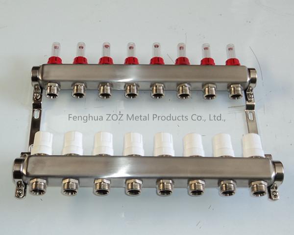 Stainless Steel Radiant Floor Heating Manifold with 1/2 PEX compression fittings