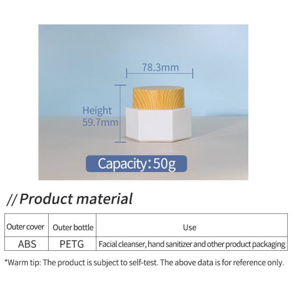 Eco-friendly Hexagon PETG Plastic Jars Custom Colorful Empty Cosmetic Cream Containers Lids 50ml For Eye Cream
