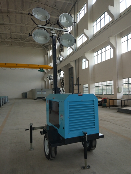 Contruction Emergency Portable 6-7kw 50Hz Mobile Light Tower , Trailer Mounted Light Towers