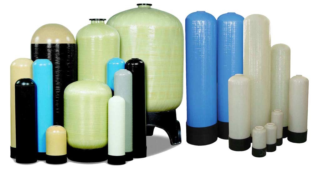 Strong Fiberglass FRP Softener Vessel , 150psi Water Softener Tanks Custom Thickness