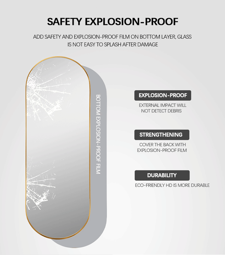 Aluminum Frame Minimalist Full Length Mirror Runway Shape Ledge Standing Dressing Mirror