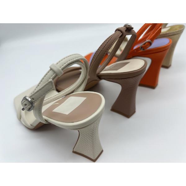 Brown Purple Ankle Strap Ladies Shoes TPR 3 Inch High Heel Sandals