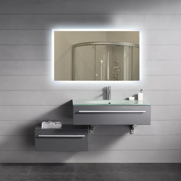 Espelho de maquiagem LED iluminado na parede com sensor de toque W20xH60 Forma retangular