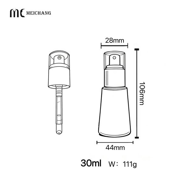 30ml 2-in-1 Pump & Brush Glass Cosmetic Bottle for Precision Dosage Control in Lip & Cheek Makeup