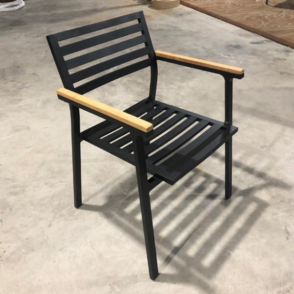 Garden Patio Teak Wood Outdoor Dining Chair with Adjustable Aluminum Frame and Height