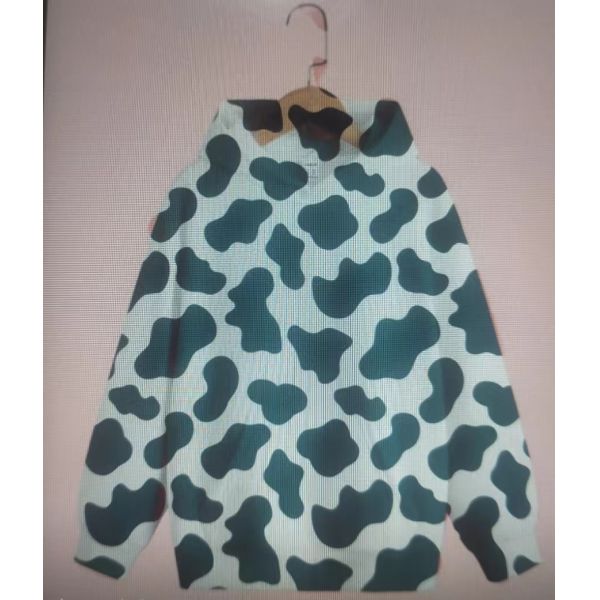 Modern Women's T-Shirt with Bold Green and Black Colorblock and Unique Irregular Cow Print Patterns in Breathable Cotton-Blend Fabric