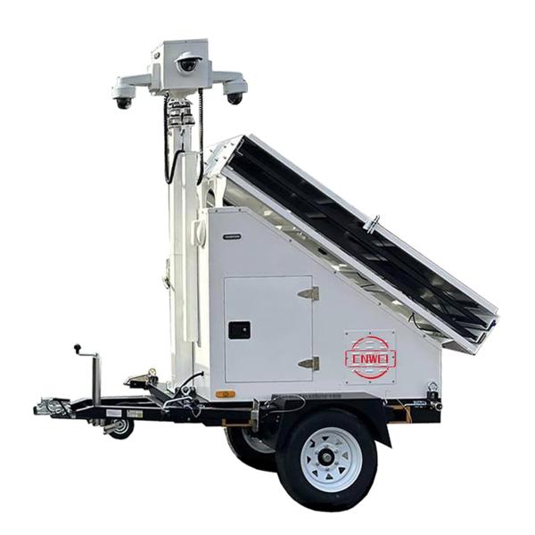 3*400W Solar Panels Mobile Surveillance Trailer Security CCTV Trailer For Public Facilities