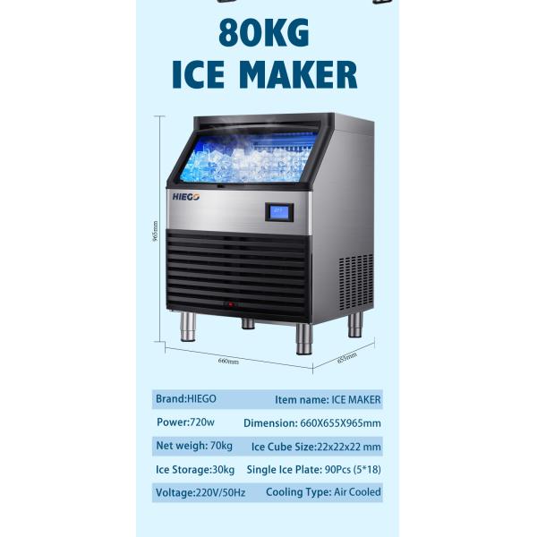 High Yield & Food-Grade 80.90kg Ice Cubes Maker Machine Full-Automatic 120KG 100KG Ice Maker