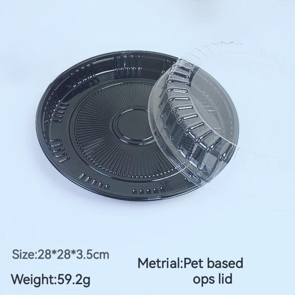Customized Logo Circular Fruit Plate Food Circular Plastic Disposable Sushi Packaging Sashimi PET Plastic Takeaway Packaging Container