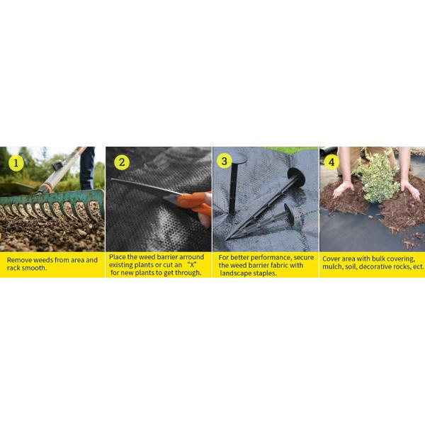 6 x 33 feet Sheet Woven Weed Control Fabric - Stabilized Black Heavy Duty 3 oz/yd² Landscape Ground Cover Membrane