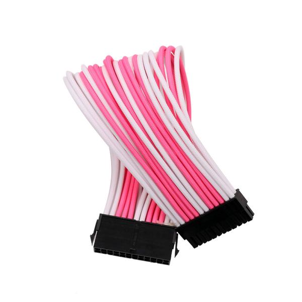 ATX 24Pin Male to Female Power Supply Motherboard Adapter Connector Cable Cord Pink and White