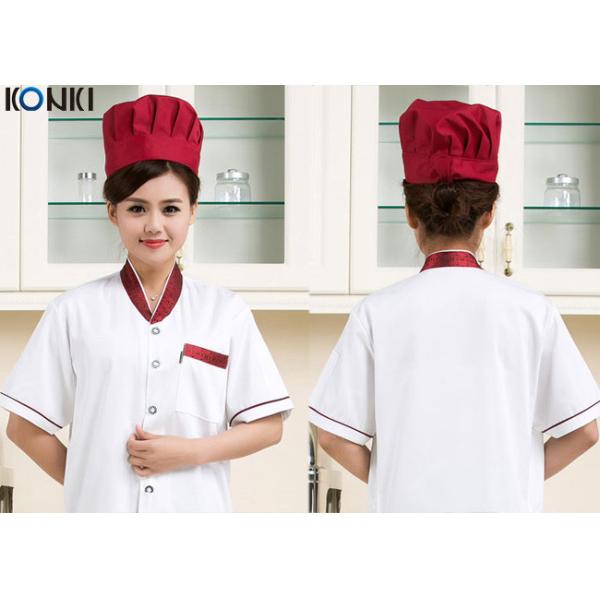 Contrast Color Men / Womens Chef Uniforms Short Sleeve For Kitchen