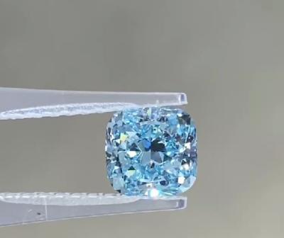 Large Size Vivid Synthetic CVD Lab Grown Blue Diamonds 5.3ct Cushion Cut
