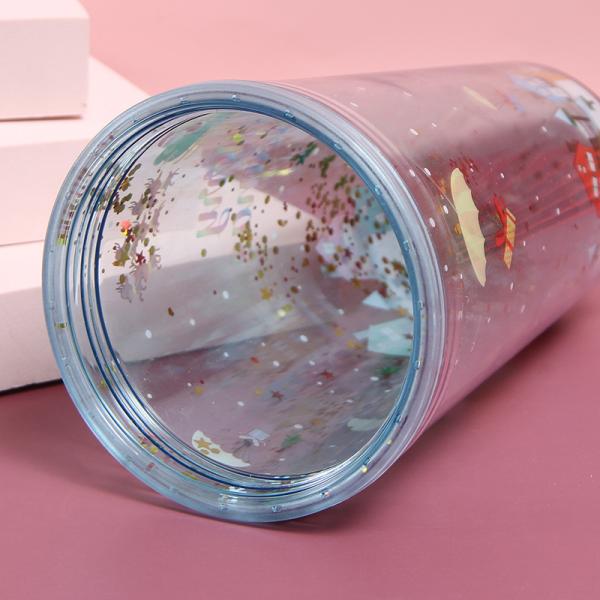 500ml Plastic Double Wall Tumblers with Straw Customized Color and Accessories