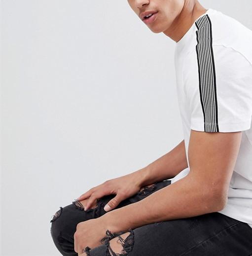 White Trendy Oversized T Shirts O Neck Classic Contrast Stitching Design