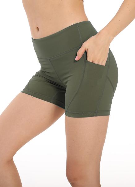 Short alto atlético da ioga do exercício da cintura de um short 210g das 4 polegadas das mulheres de BSCI